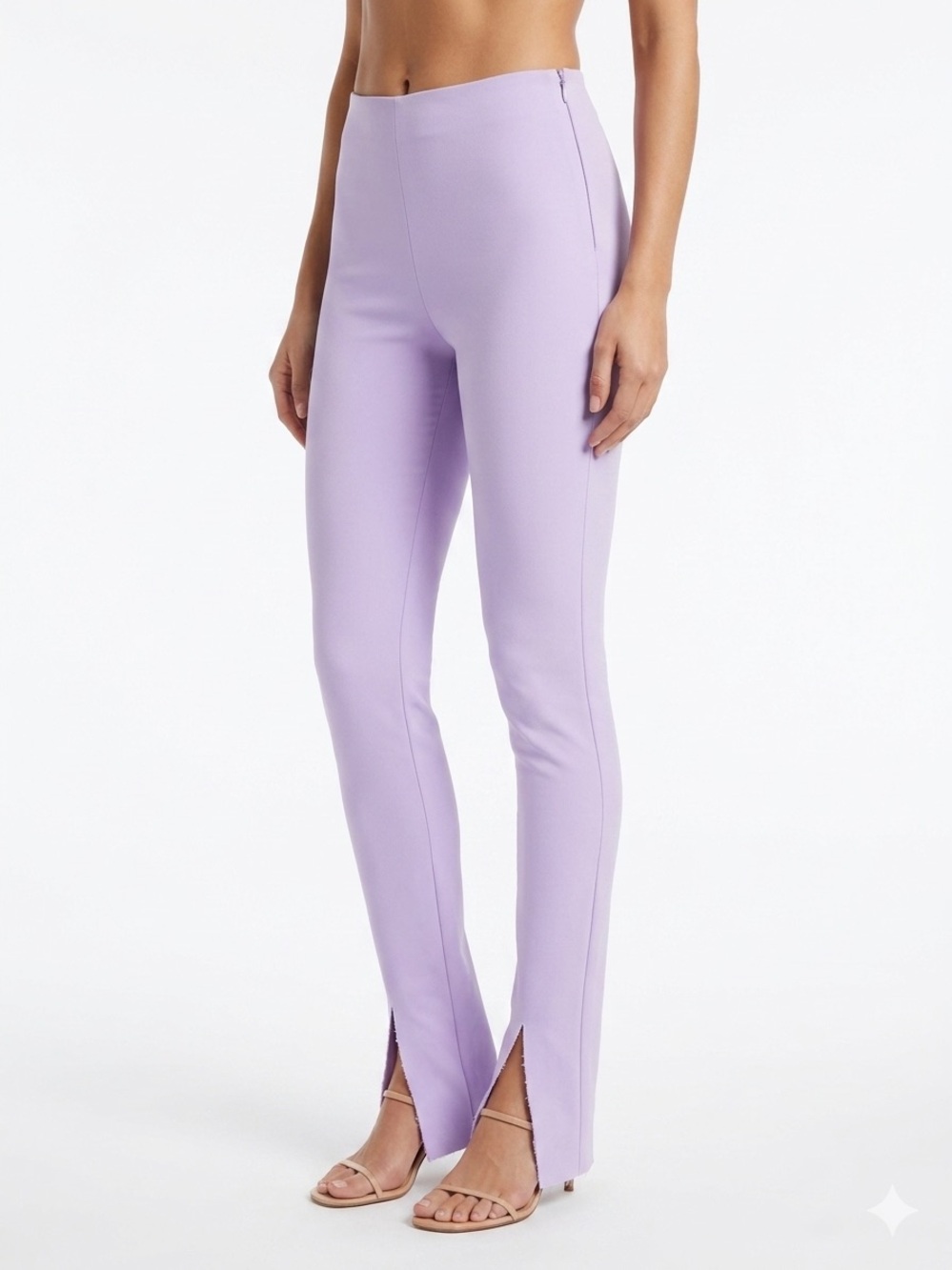 NWT Akep Lavender Purple High Waisted Slim Pants with Front Hem Slits IT 40